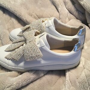 INC International Concepts White and Cream Bow Sneakers